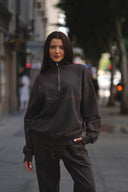 Світшот з високим коміром на блискавці —  Vintage Brown