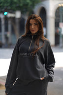 Світшот з високим коміром на блискавці —  Vintage Black